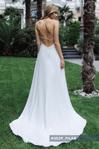 Свадебное платье  Пилар А-силуэт, С открытой спиной, Простые, Кружевные