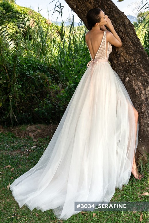 Свадебное платье  Серафин А-силуэт, С открытой спиной, Легкие