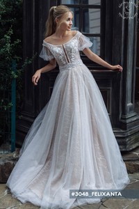 Свадебное платье  Феликсанта А-силуэт, Кружевные, Закрытые