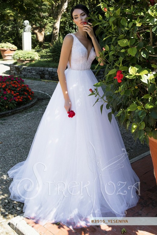 Свадебное платье  Есения А-силуэт, С открытой спиной, Легкие