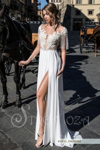Свадебное платье  Пальмира А-силуэт, С открытой спиной, Легкие, Кружевные