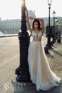 Свадебное платье  Орбитал А-силуэт, Со шлейфом, Без корсета